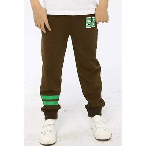 Fashionable Elastic Waist Drawstring Number 58 Print Sweatpants For Boy - Coffee 120