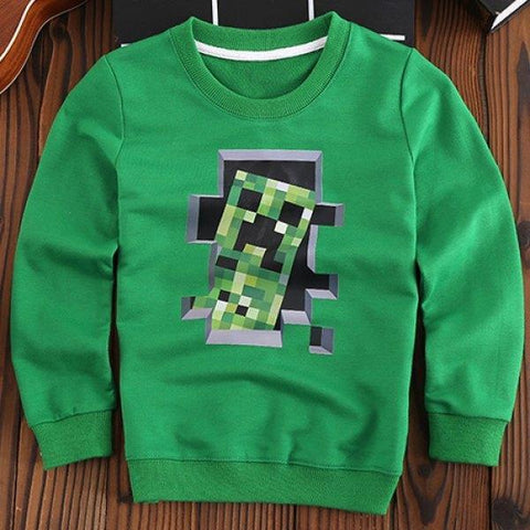 Stylish Thicken Round Neck Long Sleeve Cartoon Print Boy's Sweatshirt - Green 150