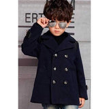 Fashionable Long Sleeve PU Spliced Buttoned Wool Coat For Boy - Cadetblue 120