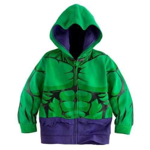Stylish Long Sleeve Hooded Color Block The Hulk Pattern Boy's Coat - Green 130