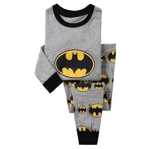 Stylish Batman Print Long Sleeve Round Neck T-Shirt + Pants Kid's Twinset - Gray 120