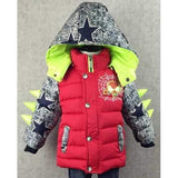 Fashionable Hooded Long Sleeve Star and Spider-Man Print Color Block Coat For Boy - Red 120