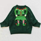 Stylish Long Sleeve Round Neck Santa Claus Pattern Boy's Christmas Sweater - Army Green 120