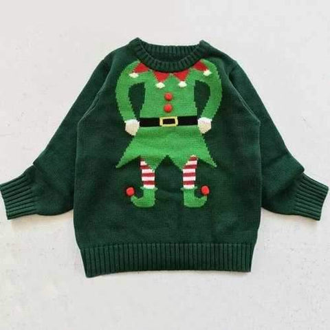 Stylish Long Sleeve Round Neck Santa Claus Pattern Boy's Christmas Sweater - Army Green 120