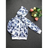 Stylish Long Sleeve Cartoon Cat Print Pocket Design Girl's Zip Up Hoodie - Blue 120