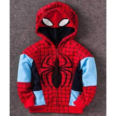 Fashionable Spider-Man Pattern Checked Long Sleeve Boy's Zip Up Hoodie - Red 120