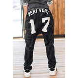 Fashionable Drawstring Striped Letter and Number 17 Print Sweatpants For Boy - 110