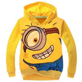 Fashionable Hooded Long Sleeve Cartoon Minions Pattern Print Sweatshirt For Boy - Yellow 140