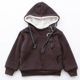 Stylish Long Sleeve Hooded Button Zipper Fly Embellished Thicken Kid's Sweatshirt - Dun 130