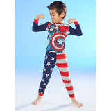 Stylish Long Sleeve Cartoon Captain America Pattern T-Shirt + Star Print Pants Homewear Twinset For Kid - Purplish Blue 95