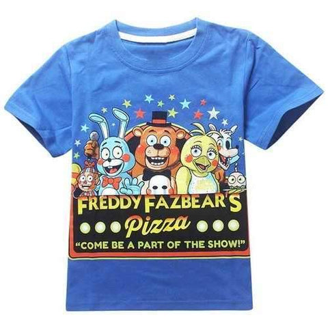 Casual Short Sleeve Round Neck Cartoon Pattern Print T-Shirt For Boy - Blue 130