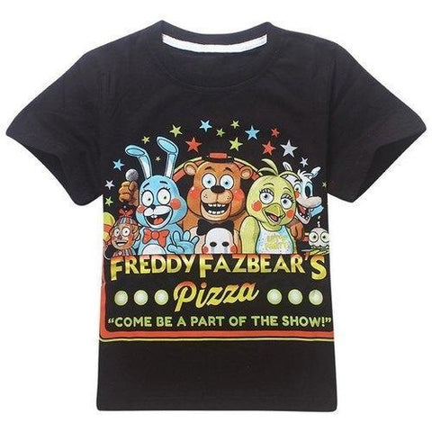 Casual Round Neck Short Sleeve Cartoon Pattern Print T-Shirt For Boy - Black 160