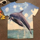 Stylish Long Sleeve Round Neck 3D Shark Print Boy's T-Shirt - 110