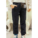 Casual Elastic Waist Pocket Design Boy's Thicken Sweatpants - Purplish Blue 130