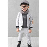 Casual Lapel Long Sleeve Jacket + Pants Boy's Twinset - Gray 120