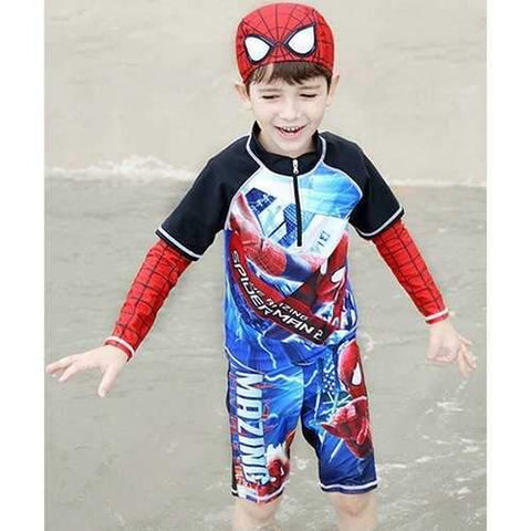 Stylish Long Sleeve Cartoon Spider-Man Pattern T-Shirt + Shorts  +Hat Three Piece Suit For Boy - 100