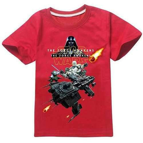 Casual Short Sleeve 3D Print Cartoon Star Wars Boy's T-Shirt - Red 120