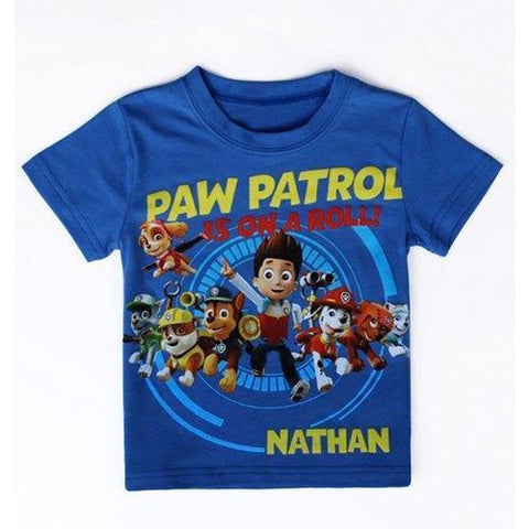 Cute Short Sleeve Paw Patrol Pattern Boy's T-Shirt - Blue 100