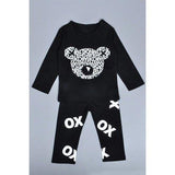 Casual Print Long Sleeve T-Shirt + OX Pants Boy's Twinset - Black 120