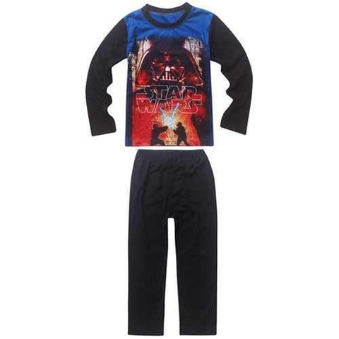 Stylish Star Wars Print Long Sleeve T-Shirt + Pants Boy's Homewear - Black 110