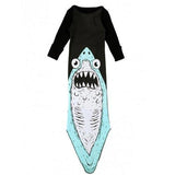 Cute Long Sleeve Shark Pattern Girl's Baby Romper - Black One Size(fit Size Xs To M)