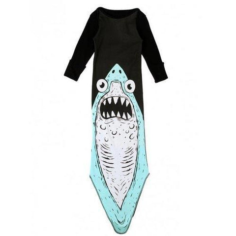 Cute Long Sleeve Shark Pattern Girl's Baby Romper - Black One Size(fit Size Xs To M)