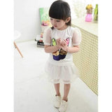 Sweet Girl's Sequined Lip Pattern T-Shirt + Mini Skirt - White 110