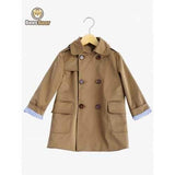 Double-Breasted Polka Design Trench Coat - Khaki Child-10