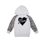 Casual Hooded Heart Pattern Leopard Girl's Sweatshirt - White 120