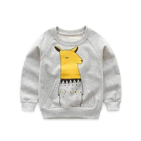 Casual Pocket Design Animal Pattern Boy's Sweatshirt - Gray 130