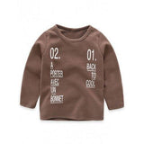 Casual Long Sleeve Number and Letter Print T-Shirt - Brown 140