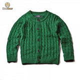Solid Color Single-Breasted Knitted Cardigan - Deep Green Child-8