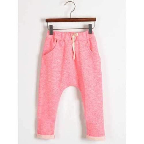 Sports Drawstring Pocket Design Girl's Harem Pants - Jacinth 140