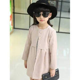 Round Neck Buttoned A-Line Girl's Trench Coat - Khaki 130
