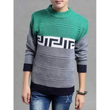 Casual Long Sleeve Patterned Boy's Sweater - Green 170
