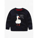 Pullover Goose Print Boy's Sweatshirt - Black 130