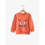 Cartoon Print Pullover Boy's Sweatshirt - Orange 120