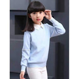 Turn Down Collar Candy Color Pullover Sweater - Light Blue 130