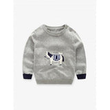 Long Sleeve Horse Jacquard Boy's Sweater - Gray 125