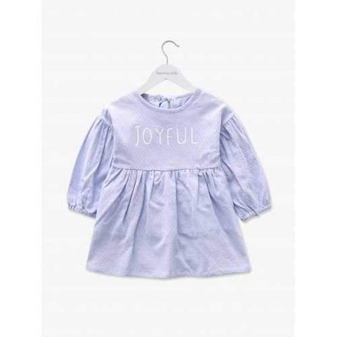 Girls Long Sleeve Letter Print Dress - Light Purple 100