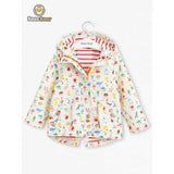 Girls Hooded Cartoon Fruit Print Jacket - White Child-2