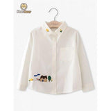 Cute Embroidery Design Long Sleeve Shirt - White Child-4