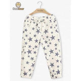 Casual Drawstring Star Printed Pants - White Child-10