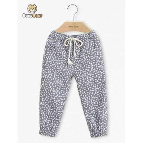 Casual Drawstring Leaves Print Pants - Child-10