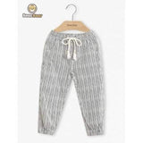 Casual Drawstring Striped Girl's Pants - Black Child-4