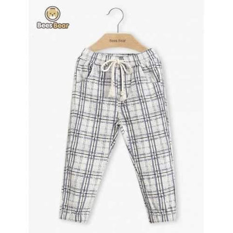 Casual Drawstring Plaid Girl's Pants - Child-10