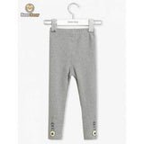 Girls Buttoned Branch Print Leggings - Gray Child-4