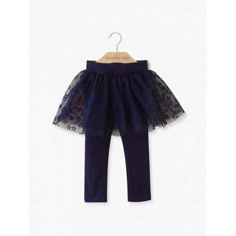 Sweet Solid Color Faux Twinset Leggings - Purplish Blue 100