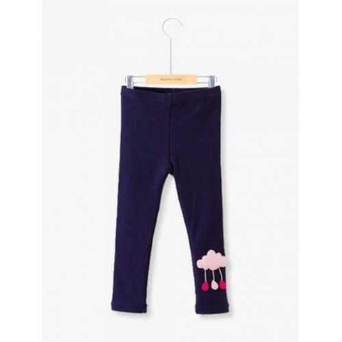 Sweet Cloud Pattern Embroidered Leggings - Purplish Blue 120