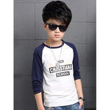 Boy's Slimming Color Splice Letter Print T-Shirt - White 130